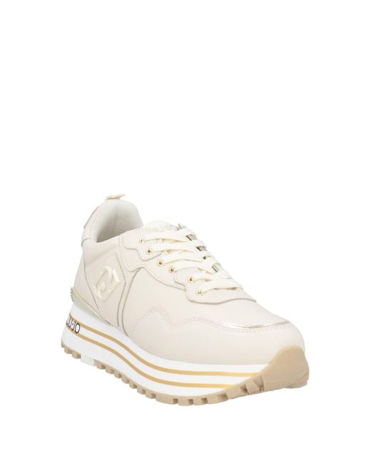 Liu Jo Natural Cream Sneakers Calfskin, Synthetic Fibers