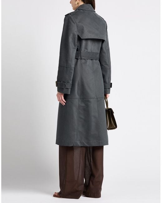 Burberry Black Charcoal Overcoat & Trench Coat Cotton, Polyamide