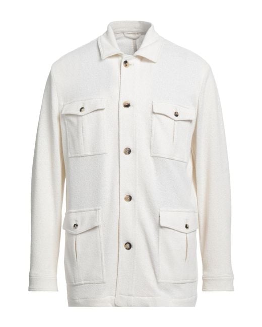 Giampaolo White Ivory Jacket Cotton, Polyester for men