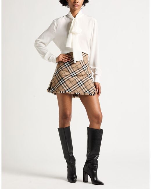 Burberry Natural Mini Skirt Polyester, Wool
