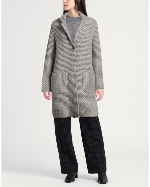 Bruno Manetti Gray Coat Virgin Wool, Alpaca Wool, Polyamide, Polyester