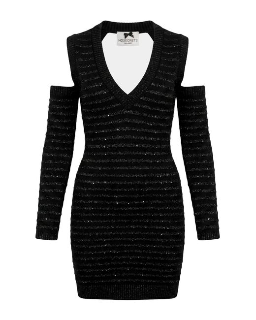 No Secrets Black Mini Dress Viscose, Polyester, Polyamide, Metal, Pbt