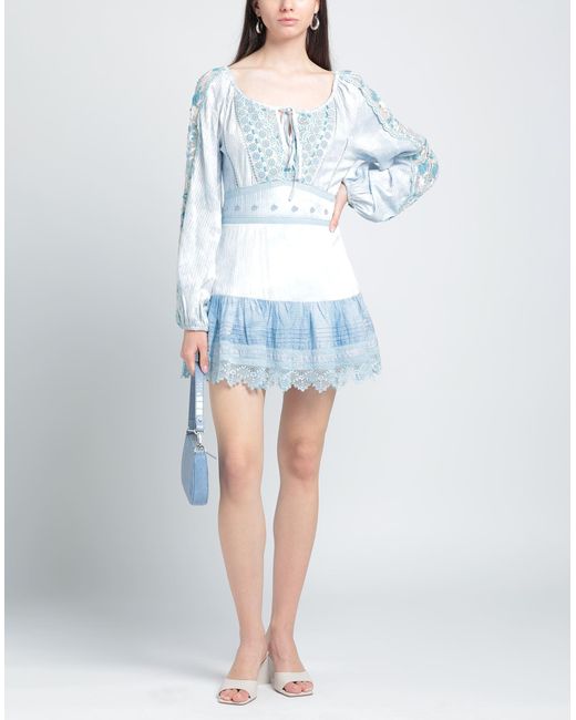 LoveShackFancy Blue Valensole Embroidered Chelie Mini Dress