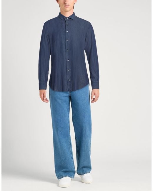 Drumohr Blue Denim Shirts for men