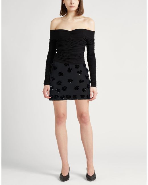 Semicouture Black Mini Skirt Polyester, Virgin Wool, Elastane