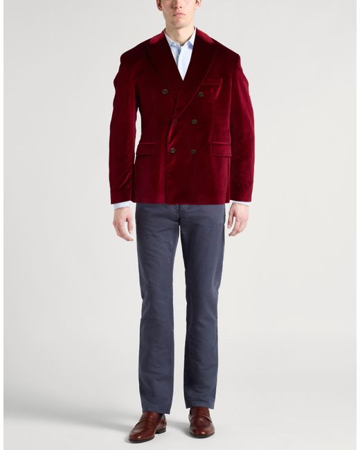 Incotex Red Burgundy Blazer Cotton for men