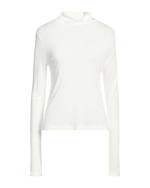 Anine Bing White Turtleneck Micro Modal, Cashmere
