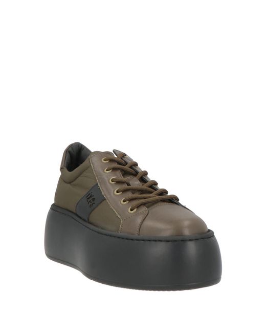 Ixos Green Military Sneakers Textile Fibers, Leather
