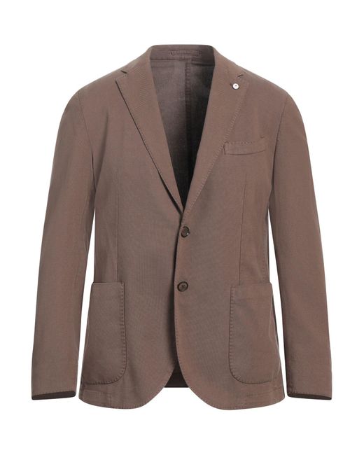 L.b.m. 1911 Brown Blazer Lyocell, Cotton, Elastane for men