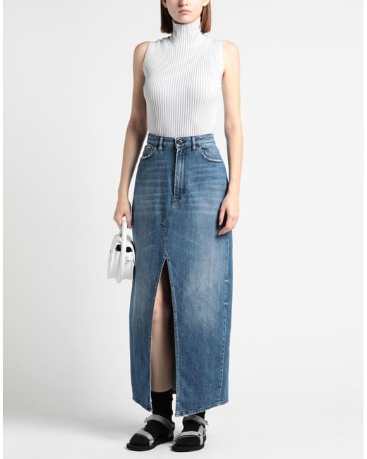 3x1 Blue Denim Skirt Cotton, Elastane