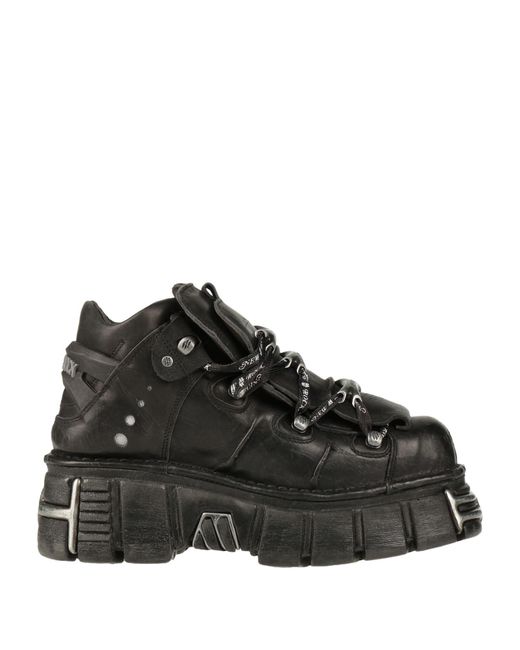 New Rock Black Ankle Boots Bovine Leather for men