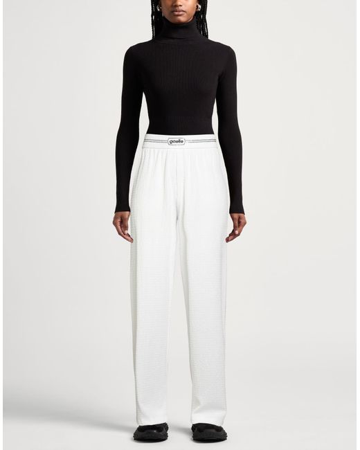 Gaelle Paris White Pants Polyester, Elastane