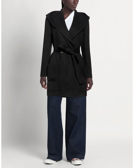White Wise Black Coat Polyester, Viscose