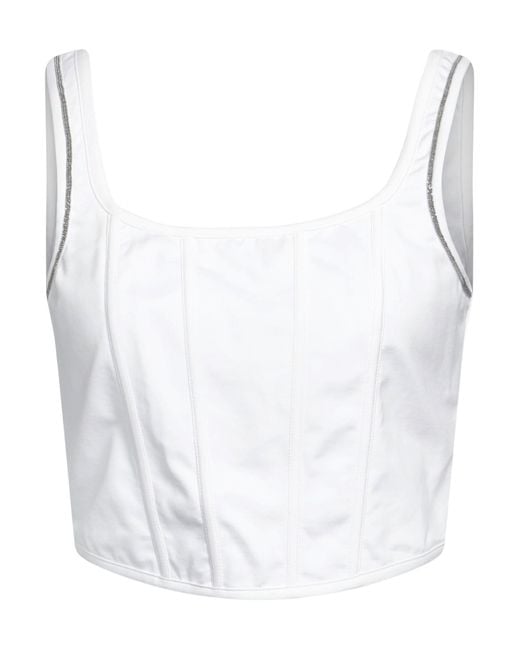 Brunello Cucinelli Women's White Top Cotton, Polyamide, Elastane