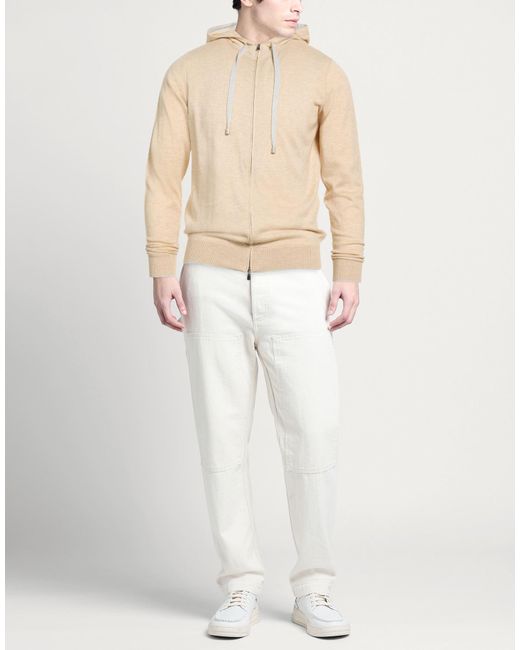 FILIPPO DE LAURENTIIS Natural Sand Cardigan Cotton, Cashmere for men