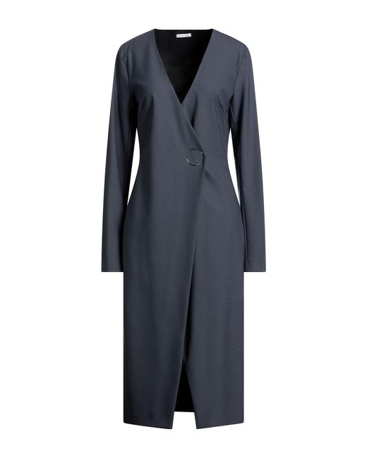 Patrizia Pepe Blue Midi Dress Polyester, Virgin Wool, Elastane