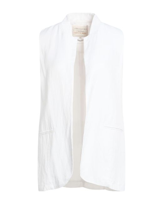 ALESSIA SANTI White Tailored Vest Viscose, Linen