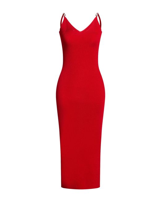 Versace Red Midi Dress Viscose, Polyester