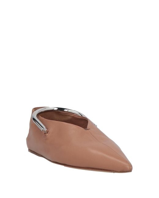 Jil Sander Brown Soft Leather Ballet Flats