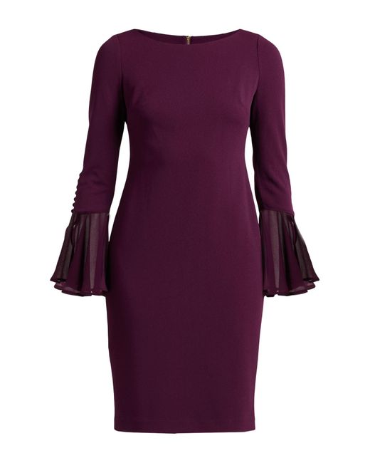 Calvin Klein Purple Midi Dress Polyester, Elastane