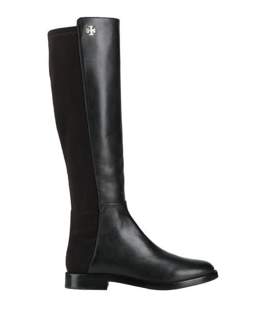 Tory Burch Black Boot Calfskin, Textile Fibers
