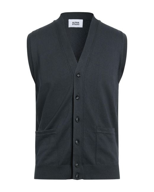 Alpha Studio Black Cardigan Cotton for men