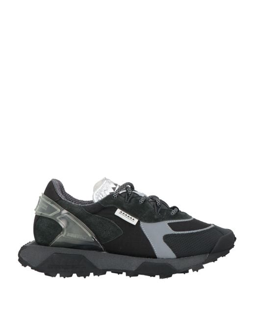 RUN OF Black Sneakers Leather, Textile Fibers for men