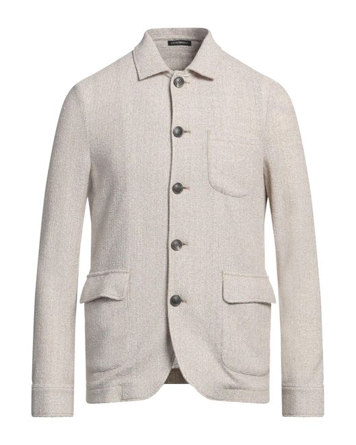 Emporio Armani White Blazer Cotton, Polyester for men