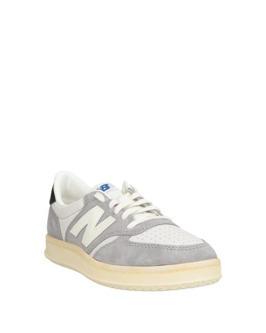 New Balance White T500 Sneakers Leather, Textile Fibers for men
