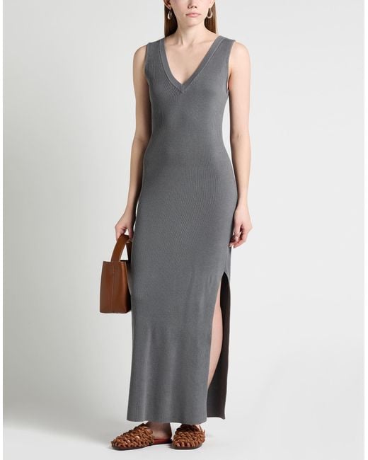 Brunello Cucinelli Gray Maxi-Kleid