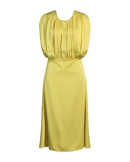 Jil Sander Yellow Midi Dress Acetate, Viscose