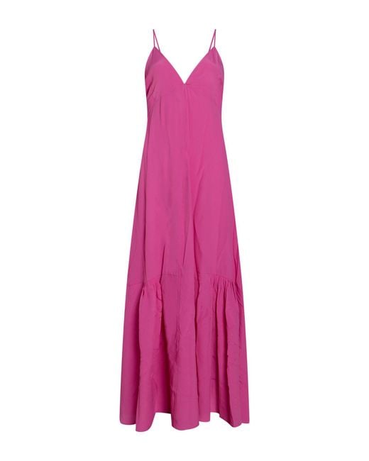 Suoli Pink Fuchsia Maxi Dress Acetate, Silk
