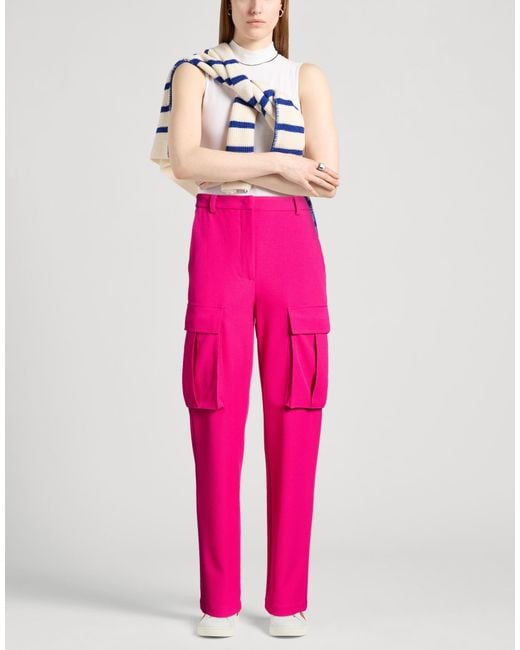 Liviana Conti Pink Fuchsia Pants Polyester, Viscose, Elastane, Acetate
