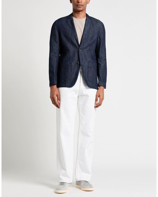 Lardini Blue Blazer Linen, Cotton for men
