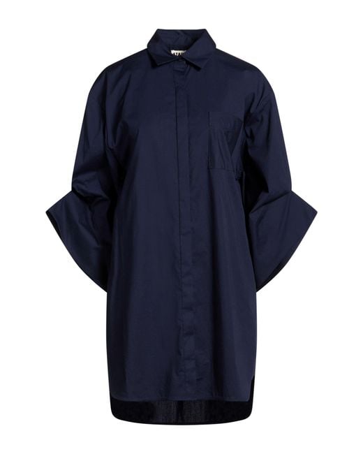 Staud Blue Mini Dress Cotton, Elastane