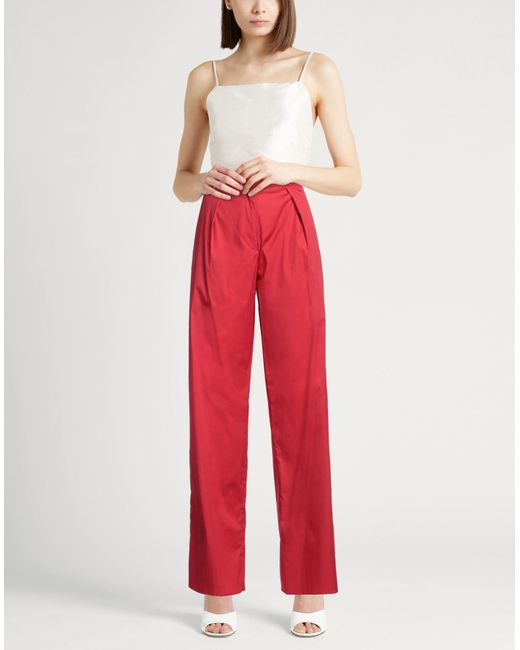 Marella Red Pants Cotton, Polyamide, Elastane