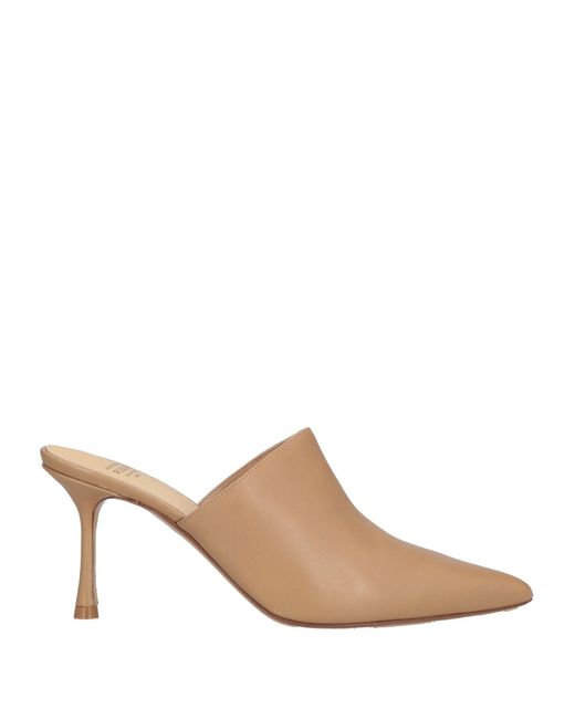 Francesco Russo Brown Sand Mules & Clogs Lambskin