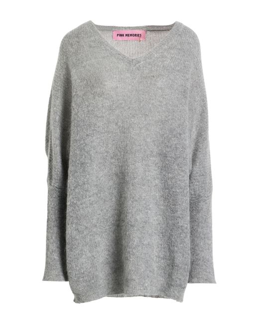 Pink Memories Gray Sweater Polyamide, Mohair Wool, Wool