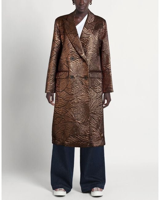 Forte_forte Brown Coat Polyamide, Polyester, Cotton, Metallic Polyester