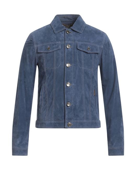 Moorer Blue Jacket Leather for men