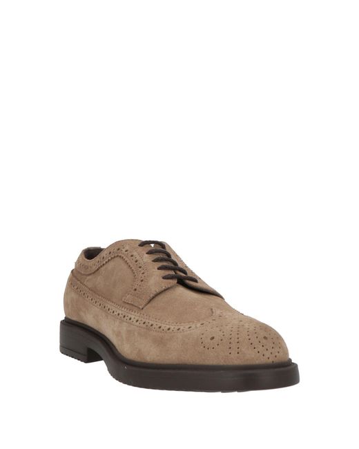 Doucal's Brown Khaki Lace-Up Shoes Leather for men