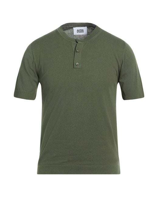 Alpha Studio Green Dark T-Shirt Cotton, Polyester for men