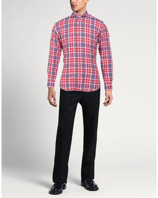 Savile Row Red Shirt Cotton, Linen for men