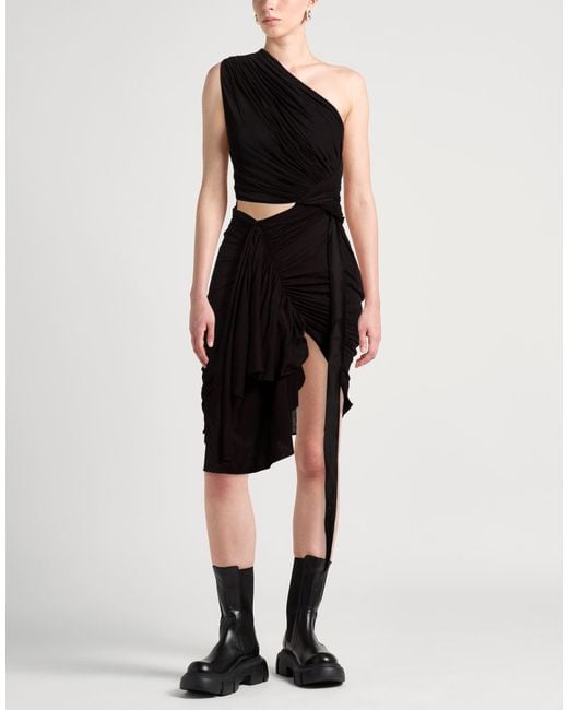 Rick Owens Black Midi Dress Cotton