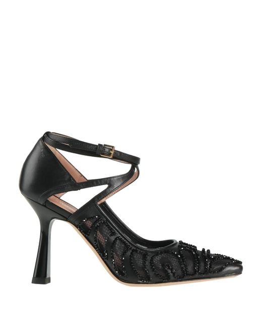 Alberta Ferretti Women's Black Pumps Textile Fibers, Leather