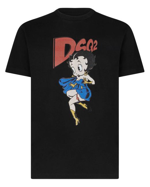 Camiseta Betty Boop con estampado gráfico DSquared² de hombre de color Black