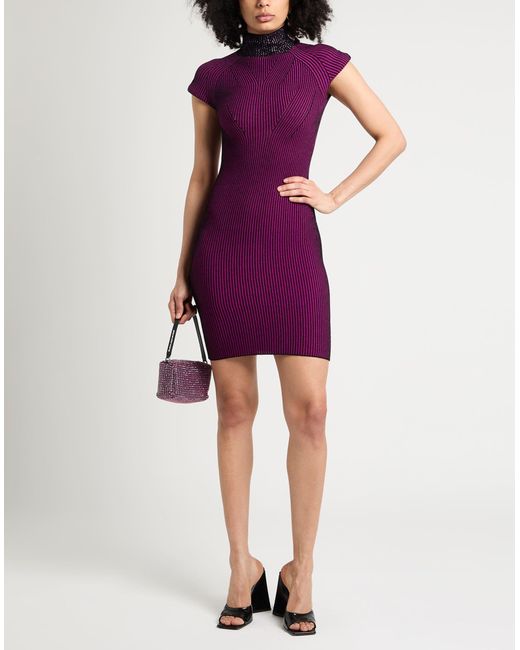 Liu Jo Purple Mini Dress Viscose, Polyester, Metallic Polyester