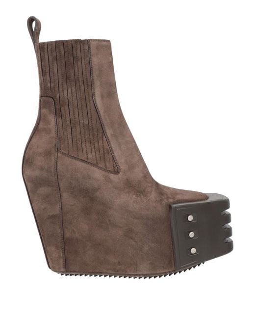 Rick Owens Brown Ankle Boots Leather