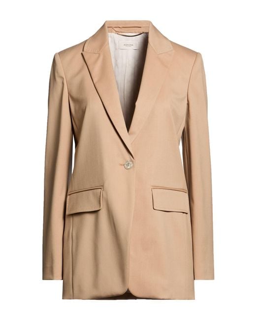 Agnona Natural Camel Blazer Wool