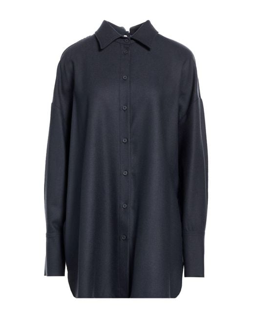 Semicouture Blue Midnight Shirt Virgin Wool, Elastane